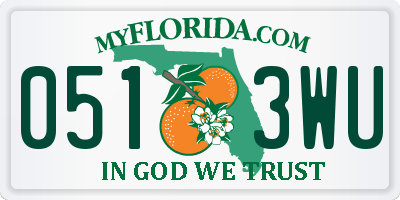 FL license plate 0513WU