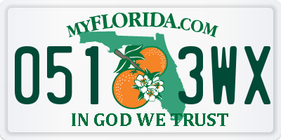 FL license plate 0513WX