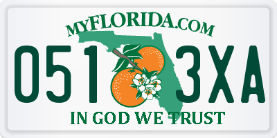 FL license plate 0513XA