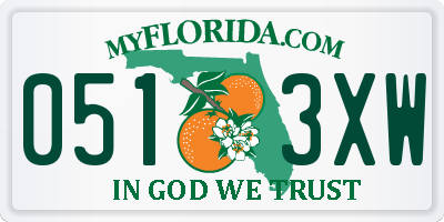 FL license plate 0513XW