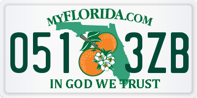 FL license plate 0513ZB