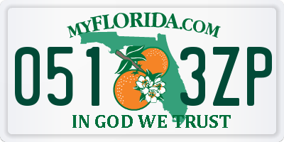 FL license plate 0513ZP