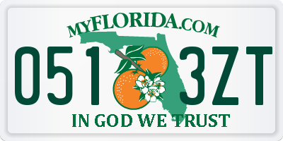 FL license plate 0513ZT