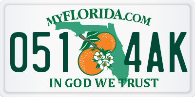 FL license plate 0514AK