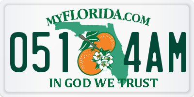 FL license plate 0514AM