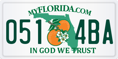 FL license plate 0514BA