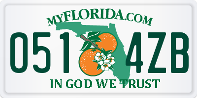 FL license plate 0514ZB