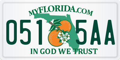 FL license plate 0515AA
