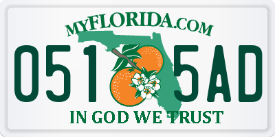 FL license plate 0515AD