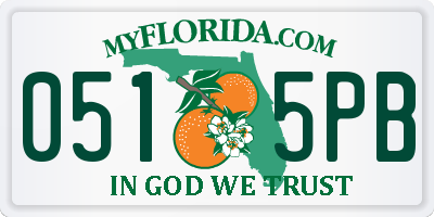 FL license plate 0515PB