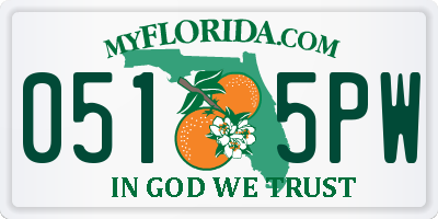 FL license plate 0515PW