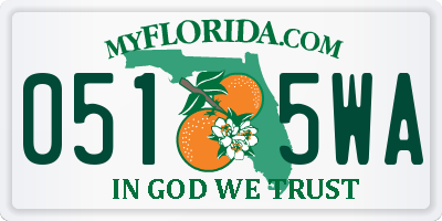 FL license plate 0515WA