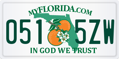 FL license plate 0515ZW