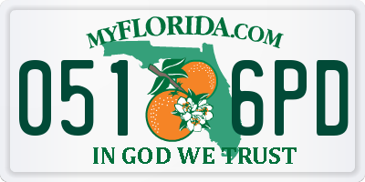 FL license plate 0516PD