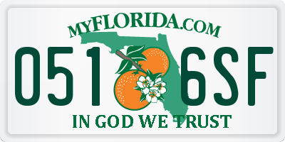 FL license plate 0516SF