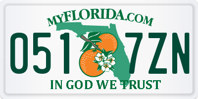 FL license plate 0517ZN