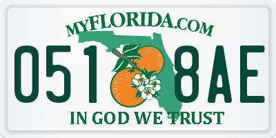 FL license plate 0518AE