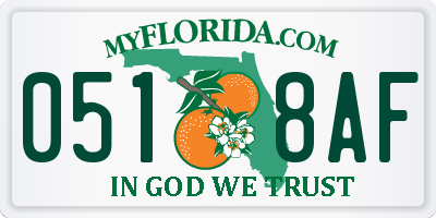 FL license plate 0518AF
