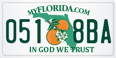 FL license plate 0518BA