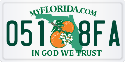 FL license plate 0518FA