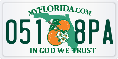 FL license plate 0518PA