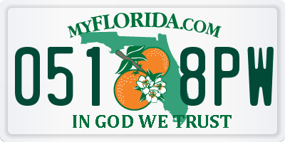 FL license plate 0518PW