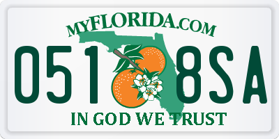 FL license plate 0518SA