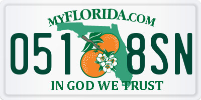 FL license plate 0518SN