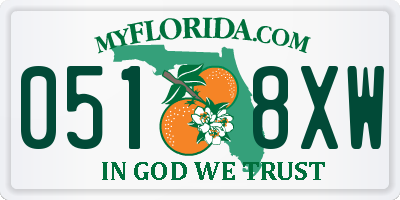 FL license plate 0518XW