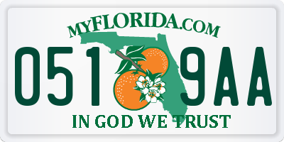 FL license plate 0519AA