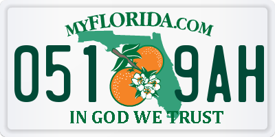 FL license plate 0519AH