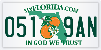 FL license plate 0519AN
