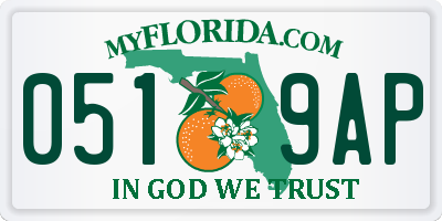 FL license plate 0519AP