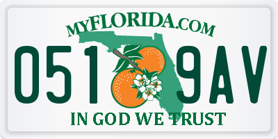 FL license plate 0519AV