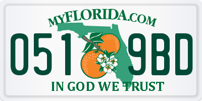 FL license plate 0519BD