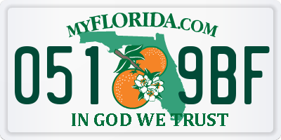 FL license plate 0519BF