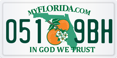 FL license plate 0519BH