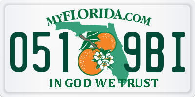 FL license plate 0519BI