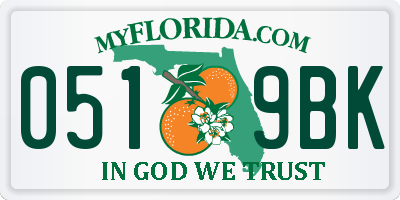 FL license plate 0519BK