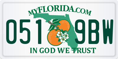 FL license plate 0519BW