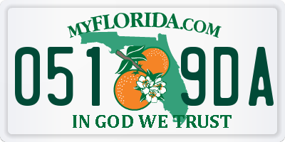 FL license plate 0519DA