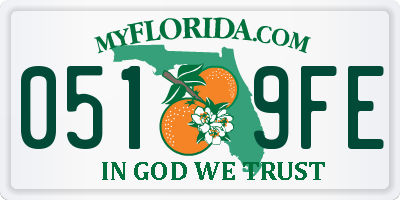 FL license plate 0519FE