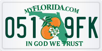 FL license plate 0519FK