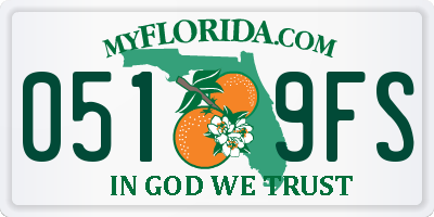 FL license plate 0519FS