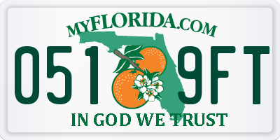 FL license plate 0519FT