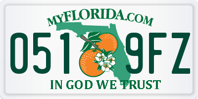 FL license plate 0519FZ