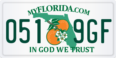 FL license plate 0519GF