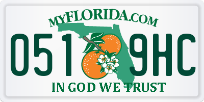 FL license plate 0519HC