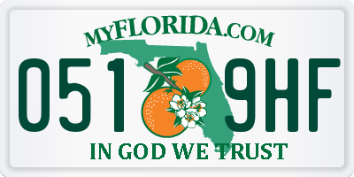FL license plate 0519HF