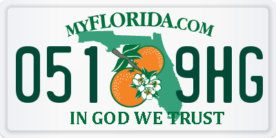 FL license plate 0519HG